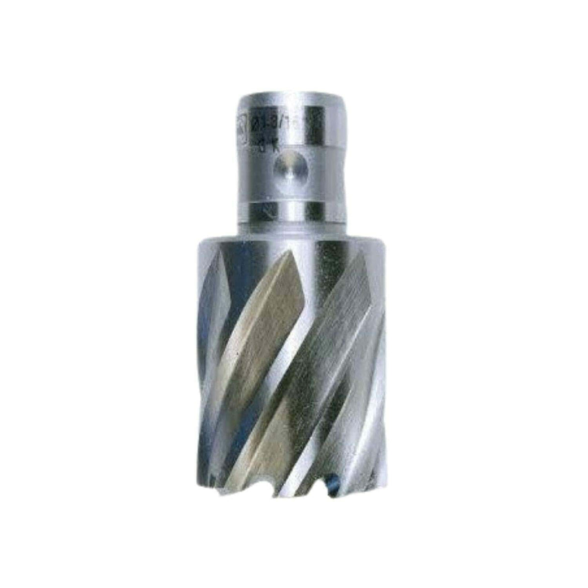 Metal drill bit on a white background