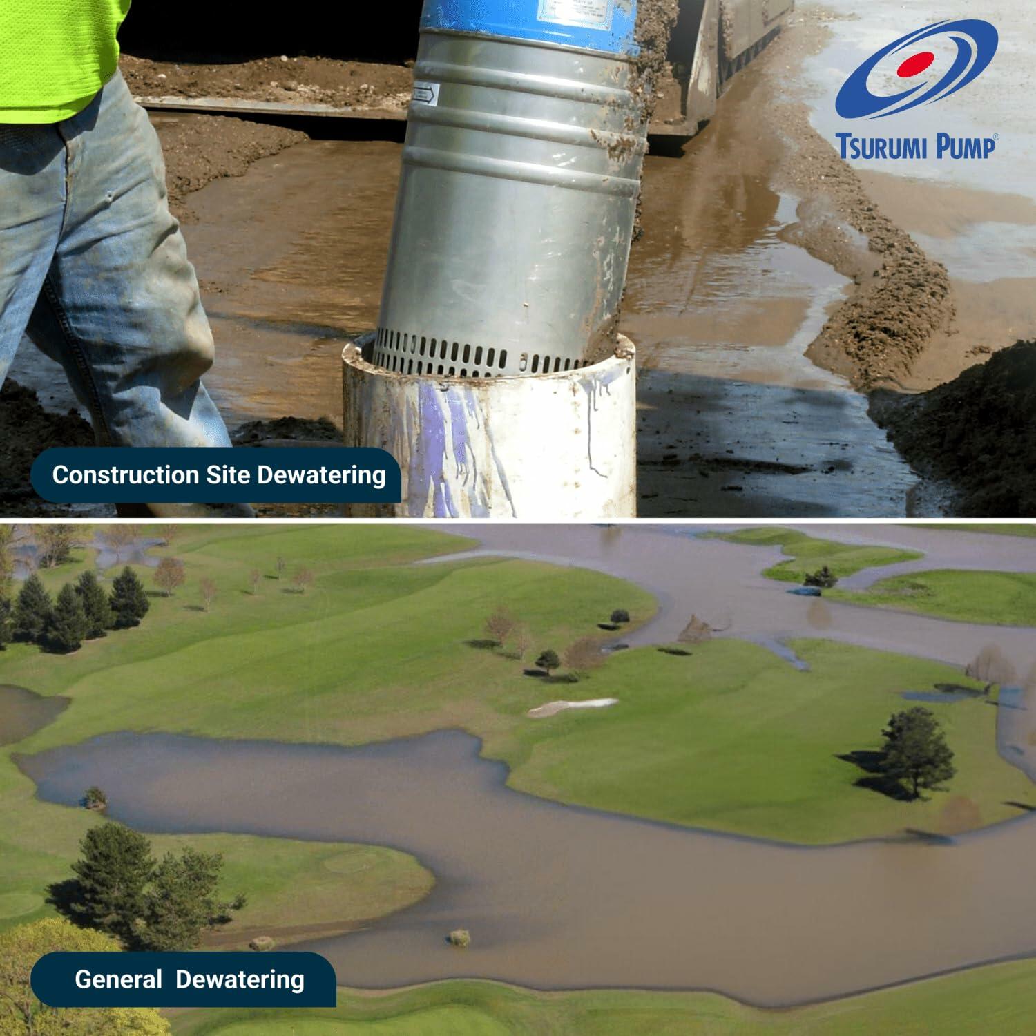 Tsurumi Pump LB-800 1 HP 115V Submersible Dewatering Pump with 2 Inch Discharge for Construction and General Use