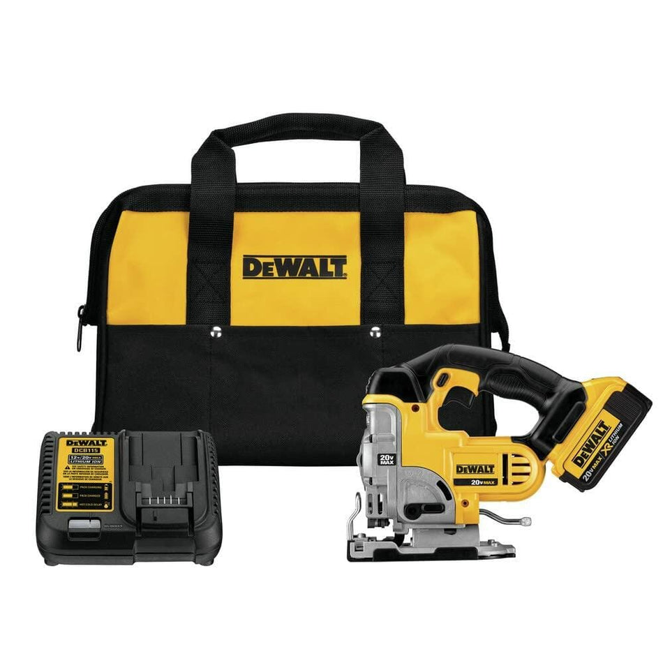 DEWALT 20V MAX Cordless Jig Saw Kit DCS331M1 with 4.0Ah Battery, Variable Speed, Keyless Blade, and Carrying Bag