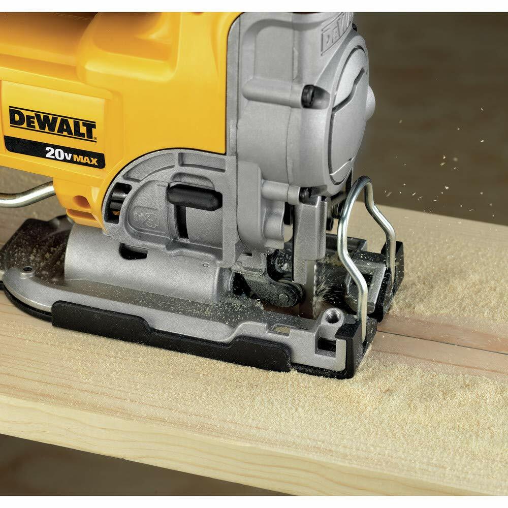 DEWALT 20V MAX Cordless Jig Saw Kit DCS331M1 with 4.0Ah Battery Variable Speed and Keyless Blade Orbital Action cutting wood