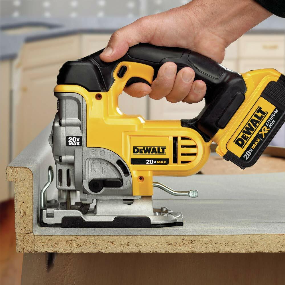 DEWALT 20V MAX Cordless Jig Saw Kit DCS331M1 with 4.0Ah Battery, Variable Speed, Keyless Blade, Orbital Action Cutting Wood