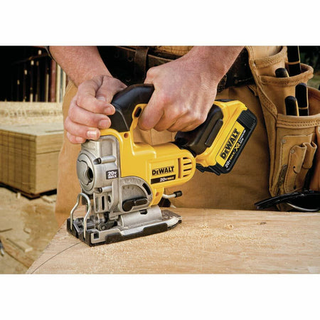 DEWALT 20V MAX Cordless Jig Saw Kit DCS331M1 with 4.0Ah battery and variable speed for precise wood cutting