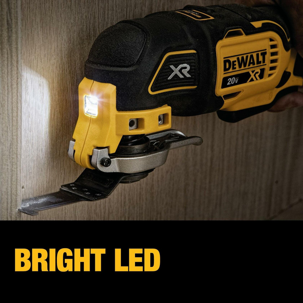 DEWALT 20V MAX XR Brushless Oscillating Multi-Tool with bright LED and quick-change blade for precision cutting and sanding