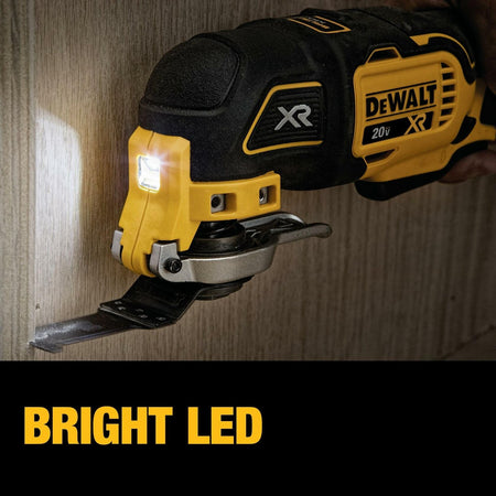 DEWALT 20V MAX XR Brushless Oscillating Multi-Tool with bright LED and quick-change blade for precision cutting and sanding