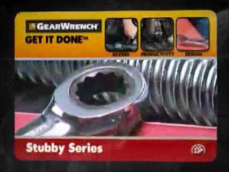 GearWrench® - Stubby Combination Ratcheting Wrenches promotional how to video