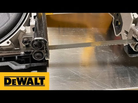DEWALT® Product Guide - DCS376 Bandsaw Blade Installation and Removal promotional video