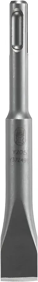 A close-up of a metallic tool bit or chisel-like cutting element with a flat, wide cutting edge and a narrow pointed tip, shown on a plain white background.