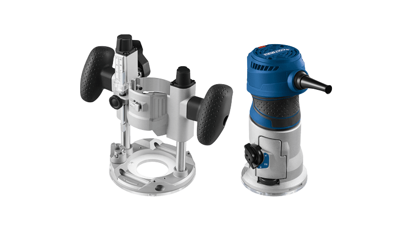 Back view of palm router and base