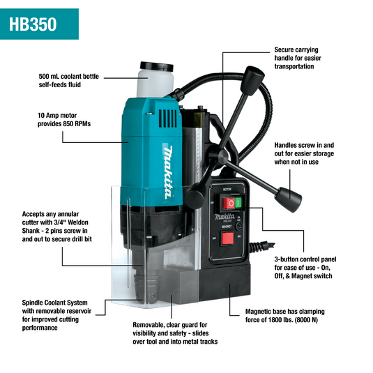 Gætte plade hård Makita 1‑3/8" Magnetic Drill – 1 Top Tools