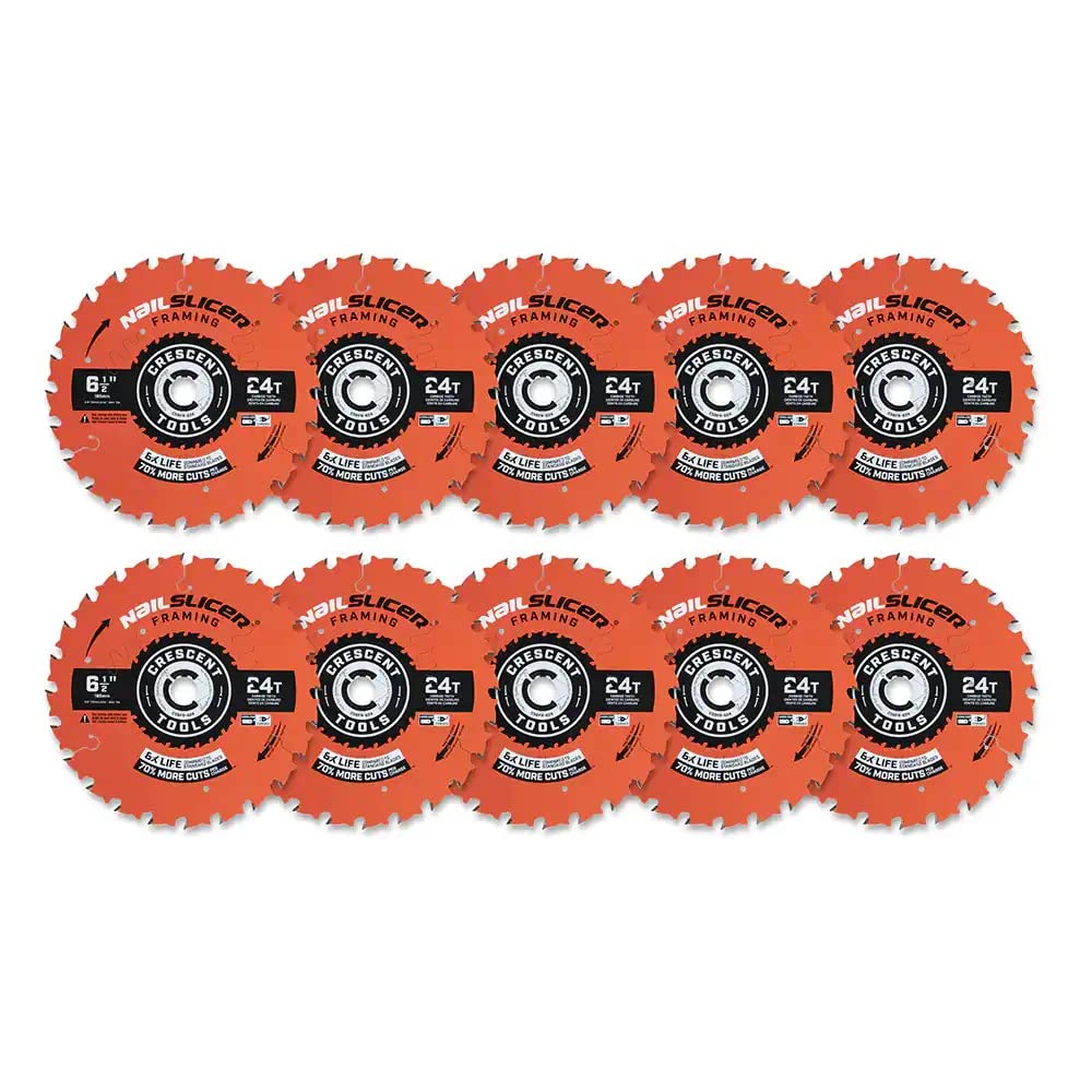 Crescent 7-1/4" x 24T NailSlicer™ Framing Circular Saw Blade shown as 10 pack.