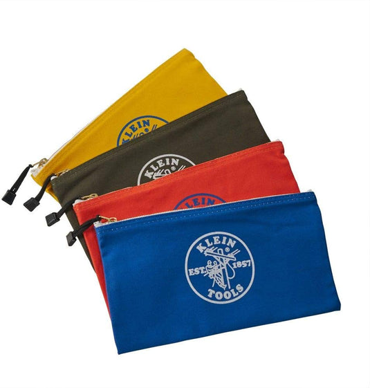 Klein Zipper Bags, Canvas Tool Pouches Olive/Orange/Blue/Yellow, 4-Pack 5140
