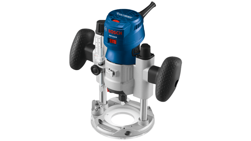 Angled view of palm router and base