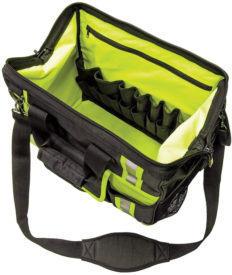 Load image into Gallery viewer, Klein Tool Bag, Tradesman Pro™ High-Visibility Tool Bag, 42 Pockets, 16-Inch 55598
