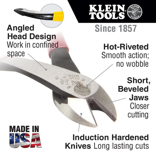 Klein Diagonal Cutting Pliers, Angled Head, 8-Inch D2000-48