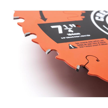 Crescent 7-1/4" x 24T NailSlicer™ Framing Circular Saw Blade close up of blade teeth. 