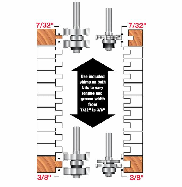 Load image into Gallery viewer, Freud 99-036 1-3/4&quot; Adjustable Tongue &amp; Groove Bit Set
