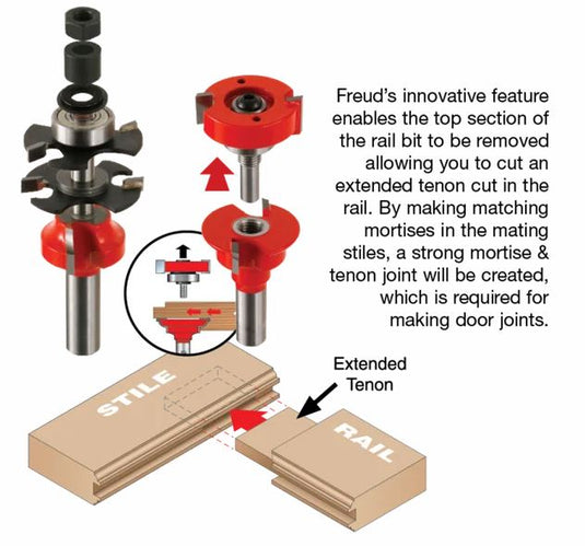 Freud 1-11/16" Premier Adjustable Rail & Stile Bit - Shaker