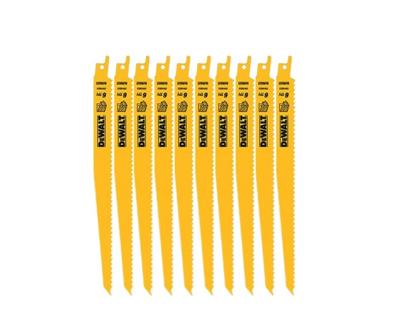 Load image into Gallery viewer, DeWalt 9&quot; x 6TPI Wood Cutting Reciprocating Saw Blades (10 Pack)
