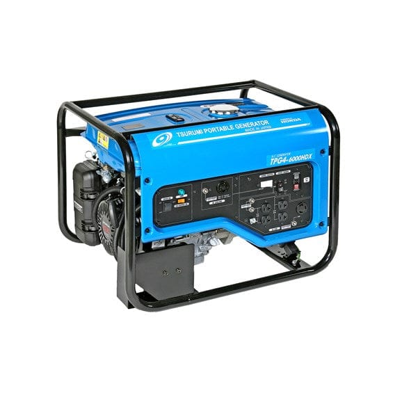 A strong, cage-like frame surrounding the generator. One side has a smooth engine that will vibrate, and another has outlets to plug in your tools.