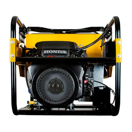  Winco Industrial Big Dog WL12000HE generator. You can clearly see the Honda GX630 engine inside, which is a powerful and reliable gasoline engine commonly used in industrial equipment. The black cover with the "HONDA" branding is unmistakable.